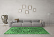 Machine Washable Persian Emerald Green Traditional Area Rugs in a Living Room,, wshtr1344emgrn