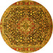 Round Machine Washable Persian Yellow Traditional Rug, wshtr1344yw