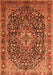 Serging Thickness of Machine Washable Persian Orange Traditional Area Rugs, wshtr1344org