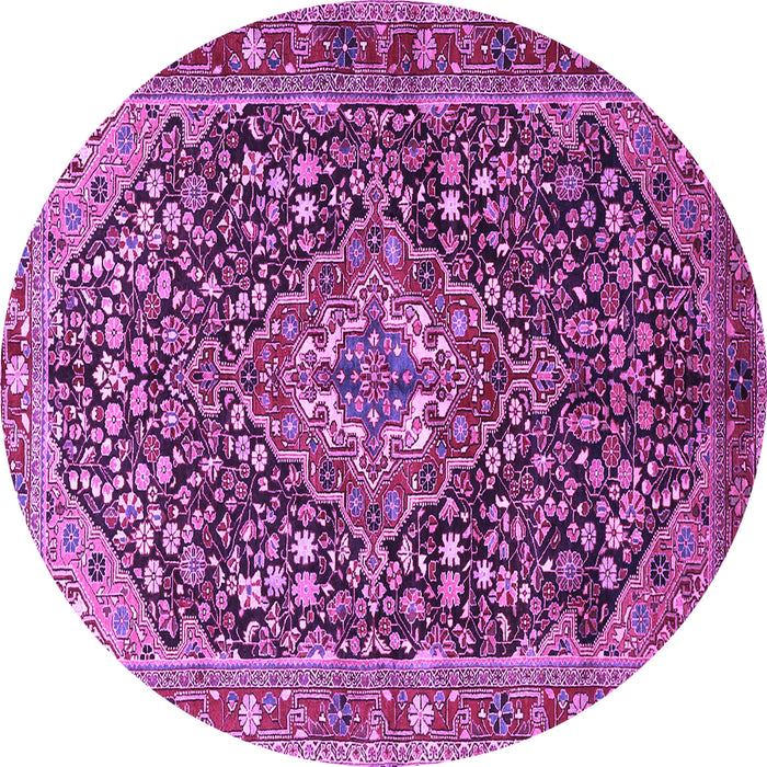 Round Machine Washable Persian Purple Traditional Area Rugs, wshtr1344pur