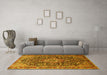 Machine Washable Persian Yellow Traditional Rug in a Living Room, wshtr1344yw