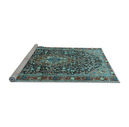 Sideview of Machine Washable Persian Light Blue Traditional Rug, wshtr1344lblu