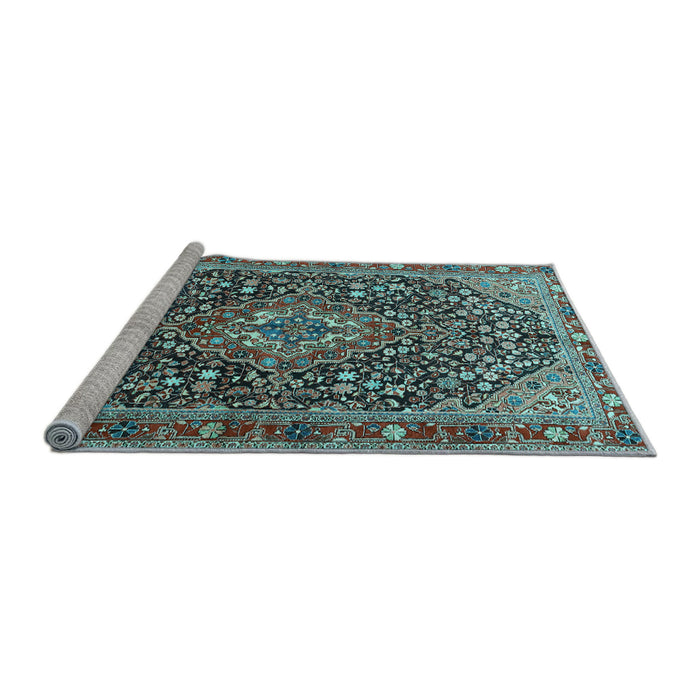 Sideview of Machine Washable Persian Light Blue Traditional Rug, wshtr1344lblu