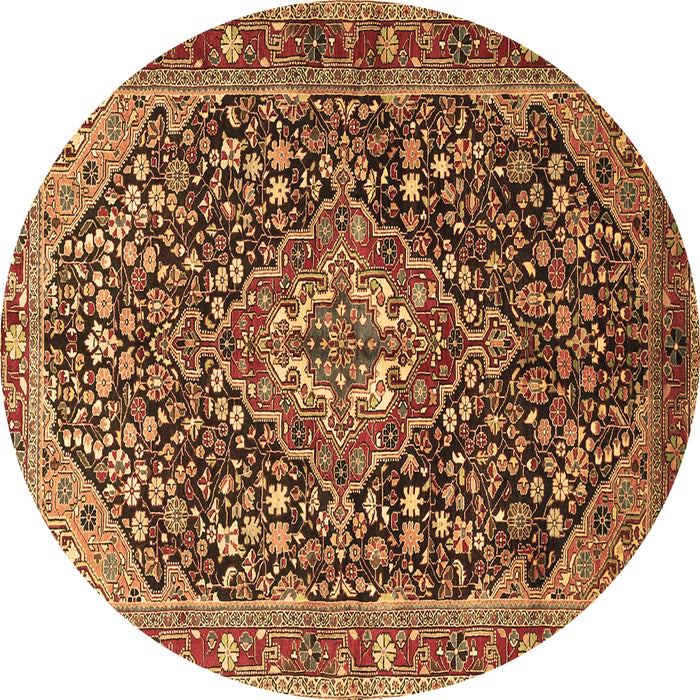 Round Machine Washable Persian Brown Traditional Rug, wshtr1344brn