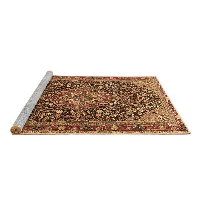 Sideview of Machine Washable Persian Brown Traditional Rug, wshtr1344brn