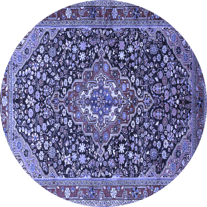 Round Persian Blue Traditional Rug, tr1344blu