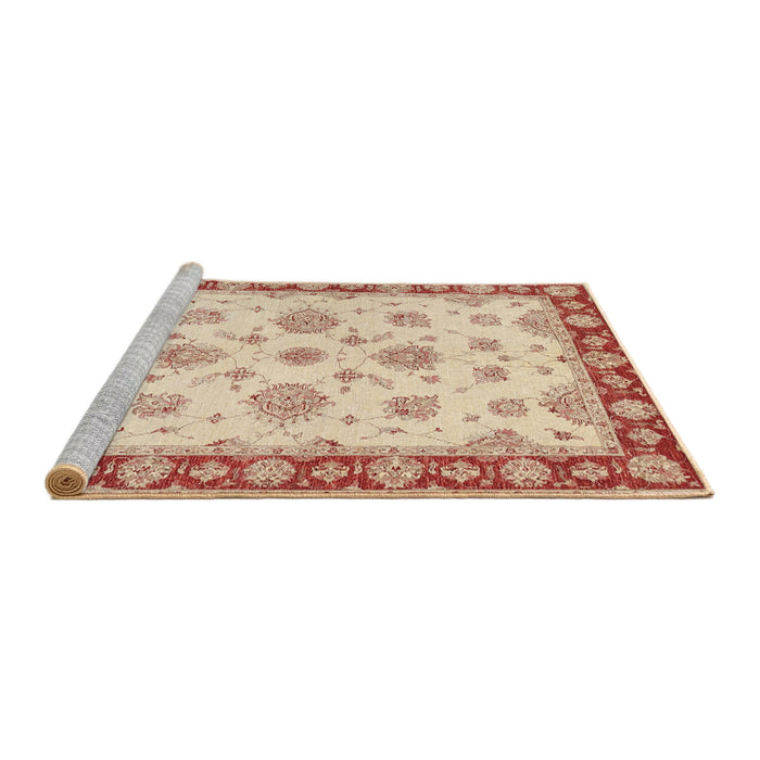 Sideview of Machine Washable Traditional Orange Rug, wshtr1345