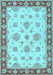 Machine Washable Oriental Light Blue Traditional Rug, wshtr1345lblu