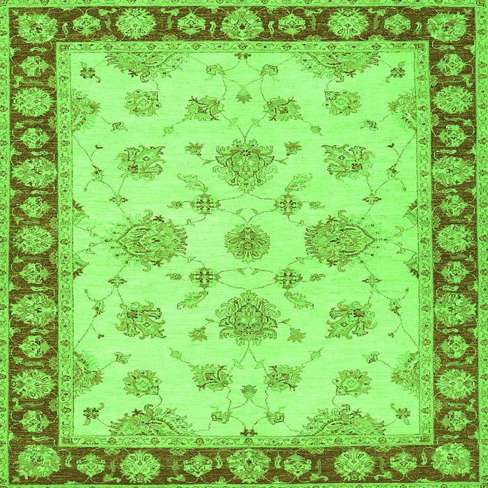 Round Machine Washable Oriental Green Traditional Area Rugs, wshtr1345grn
