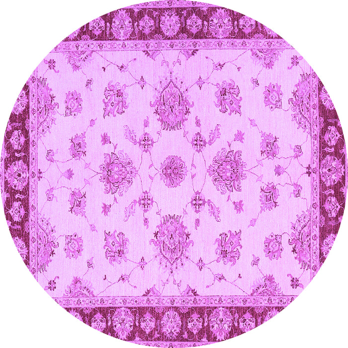 Round Machine Washable Oriental Purple Traditional Area Rugs, wshtr1345pur