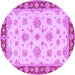 Round Oriental Purple Traditional Rug, tr1345pur
