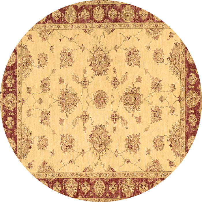 Round Machine Washable Oriental Brown Traditional Rug, wshtr1345brn