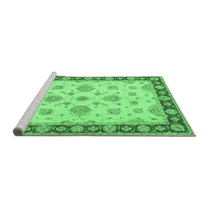 Sideview of Machine Washable Oriental Emerald Green Traditional Area Rugs, wshtr1345emgrn
