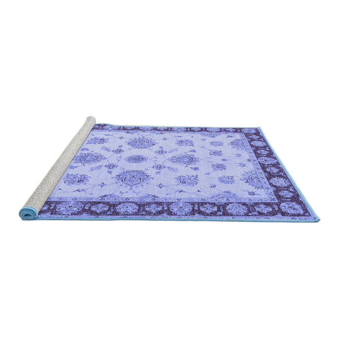 Sideview of Machine Washable Oriental Blue Traditional Rug, wshtr1345blu