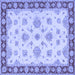 Square Machine Washable Oriental Blue Traditional Rug, wshtr1345blu