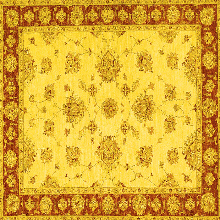 Square Machine Washable Oriental Yellow Traditional Rug, wshtr1345yw