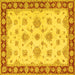 Square Machine Washable Oriental Yellow Traditional Rug, wshtr1345yw