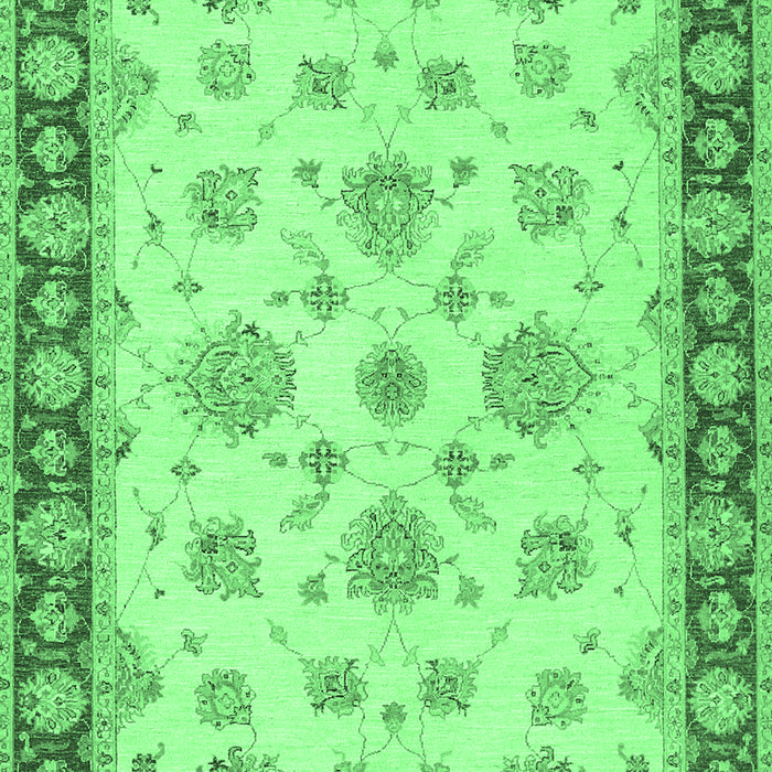 Machine Washable Oriental Emerald Green Traditional Area Rugs, wshtr1345emgrn