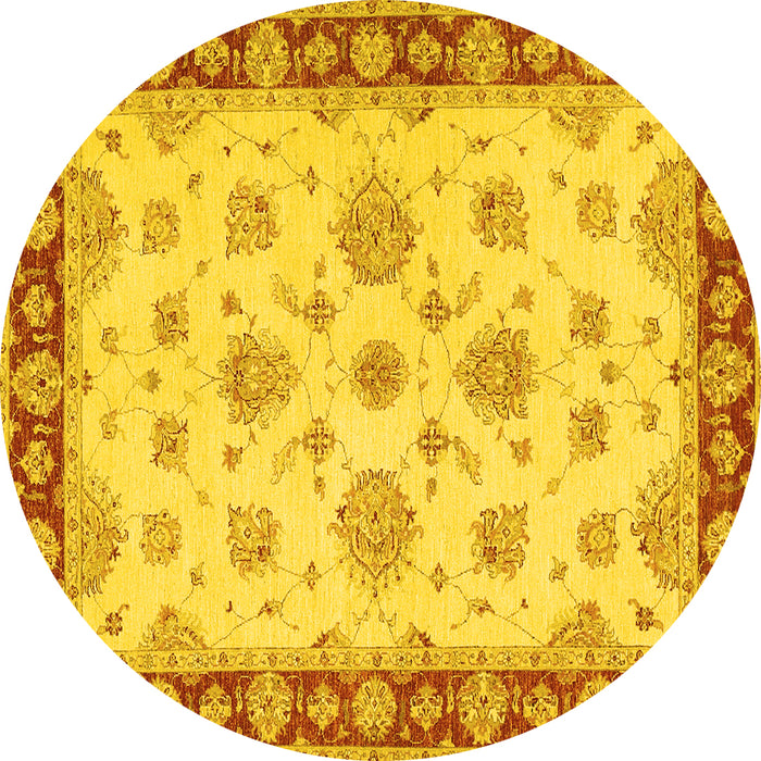 Round Oriental Yellow Traditional Rug, tr1345yw