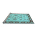 Sideview of Machine Washable Oriental Light Blue Traditional Rug, wshtr1345lblu