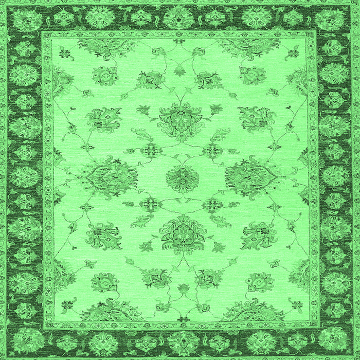 Square Machine Washable Oriental Emerald Green Traditional Area Rugs, wshtr1345emgrn