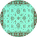 Round Oriental Turquoise Traditional Rug, tr1345turq