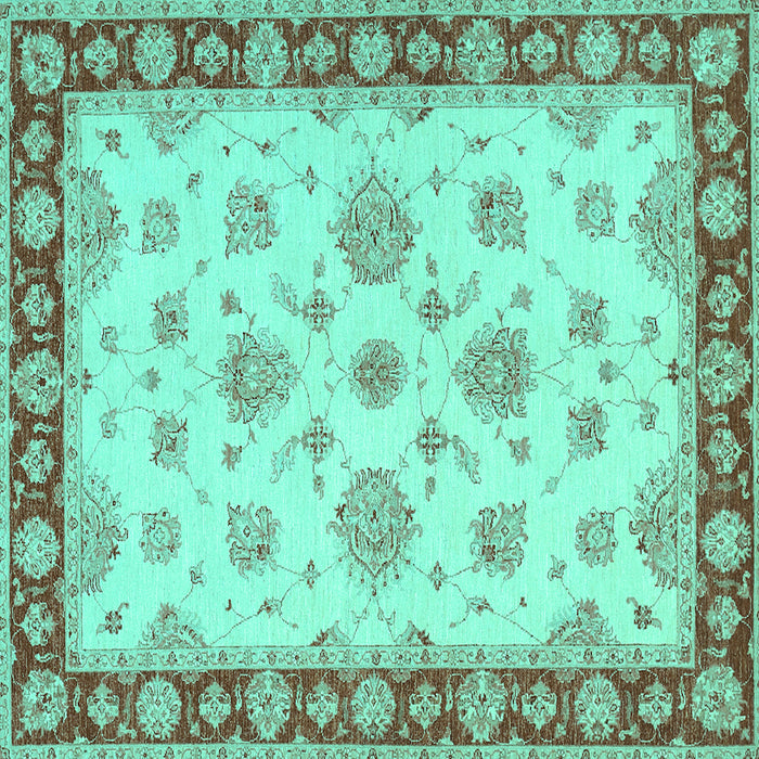 Square Machine Washable Oriental Turquoise Traditional Area Rugs, wshtr1345turq