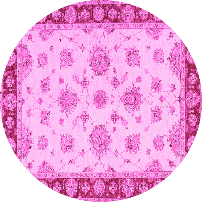 Round Oriental Pink Traditional Rug, tr1345pnk