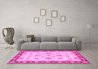 Machine Washable Oriental Pink Traditional Rug, wshtr1345pnk