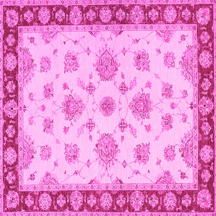 Square Machine Washable Oriental Pink Traditional Rug, wshtr1345pnk