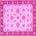 Square Machine Washable Oriental Pink Traditional Rug, wshtr1345pnk