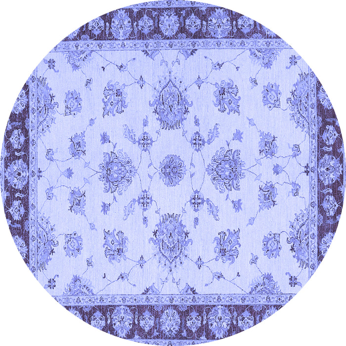 Round Oriental Blue Traditional Rug, tr1345blu