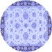 Round Oriental Blue Traditional Rug, tr1345blu