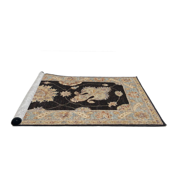 Sideview of Machine Washable Traditional Coffee Brown Rug, wshtr1346