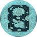 Round Oriental Light Blue Traditional Rug, tr1346lblu