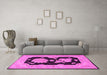 Machine Washable Oriental Pink Traditional Rug in a Living Room, wshtr1346pnk