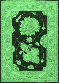Oriental Emerald Green Traditional Rug, tr1346emgrn