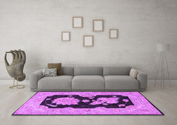 Machine Washable Oriental Purple Traditional Area Rugs in a Living Room, wshtr1346pur