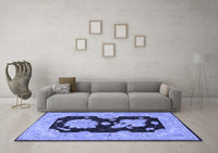 Machine Washable Oriental Blue Traditional Rug, wshtr1346blu