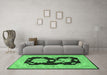 Machine Washable Oriental Emerald Green Traditional Area Rugs in a Living Room,, wshtr1346emgrn