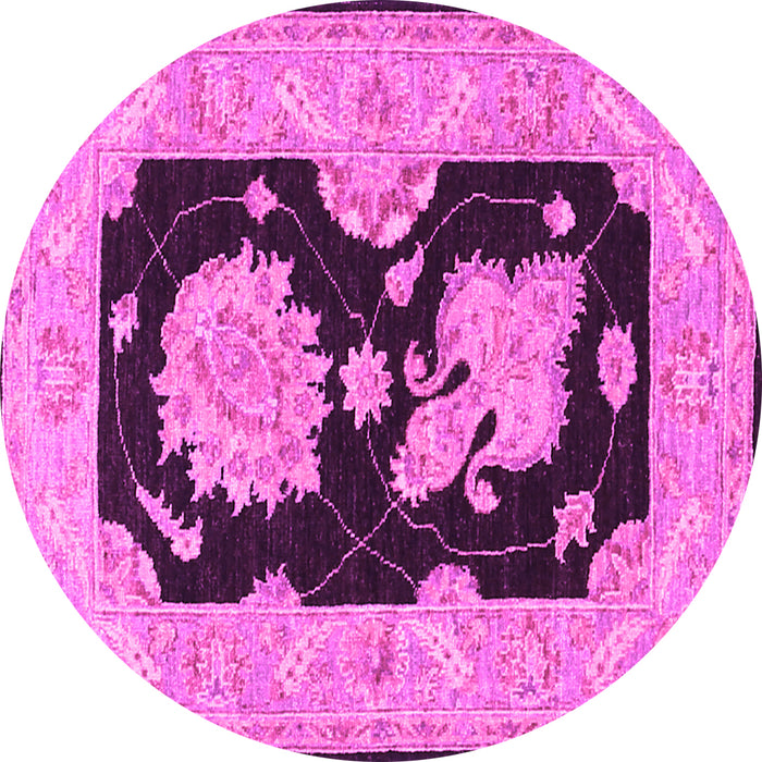 Round Oriental Pink Traditional Rug, tr1346pnk