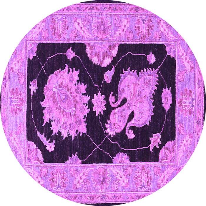 Round Oriental Purple Traditional Rug, tr1346pur