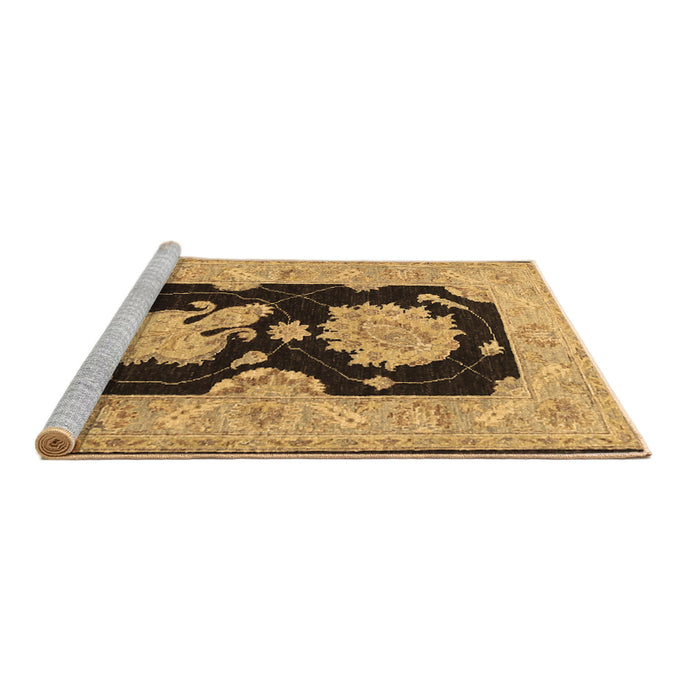 Sideview of Machine Washable Oriental Brown Traditional Rug, wshtr1346brn
