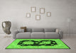 Machine Washable Oriental Green Traditional Area Rugs in a Living Room,, wshtr1346grn