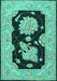 Machine Washable Oriental Turquoise Traditional Area Rugs, wshtr1346turq