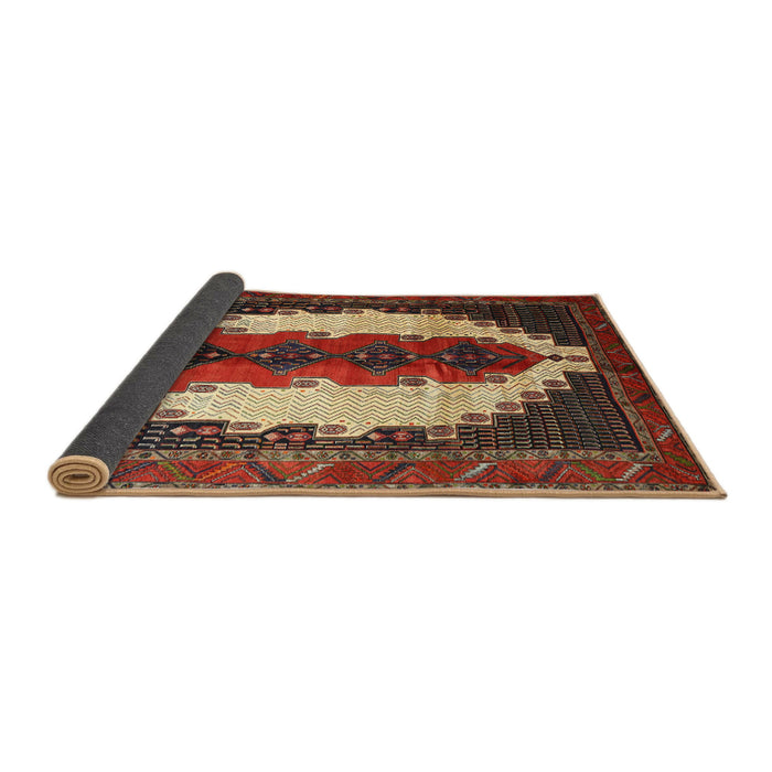 Sideview of Traditional Saffron Red Persian Rug, tr1347