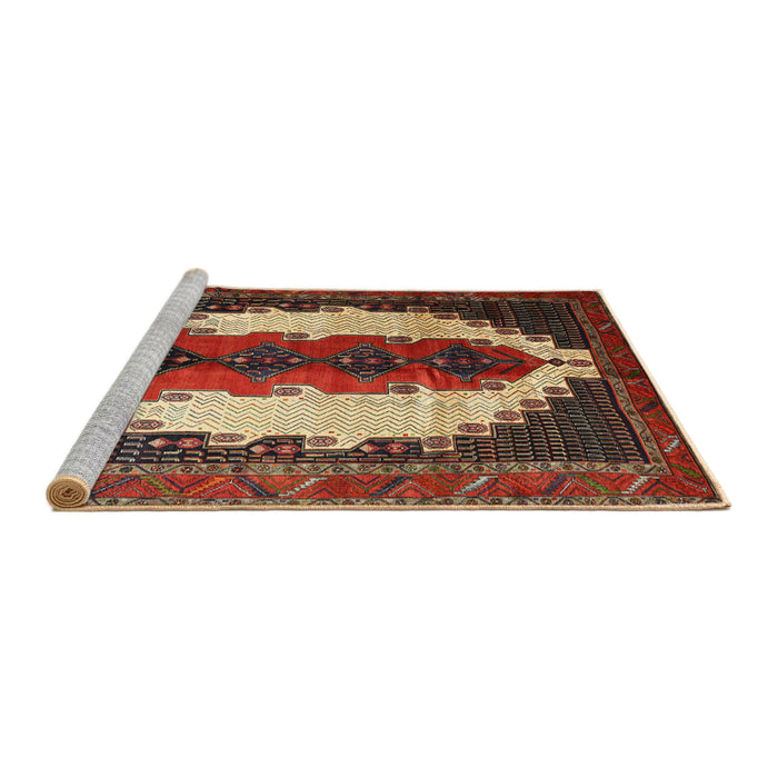 Sideview of Machine Washable Traditional Saffron Red Rug, wshtr1347