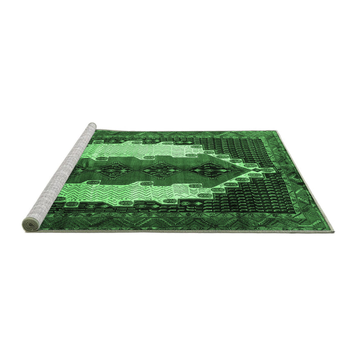 Sideview of Machine Washable Persian Emerald Green Traditional Area Rugs, wshtr1347emgrn
