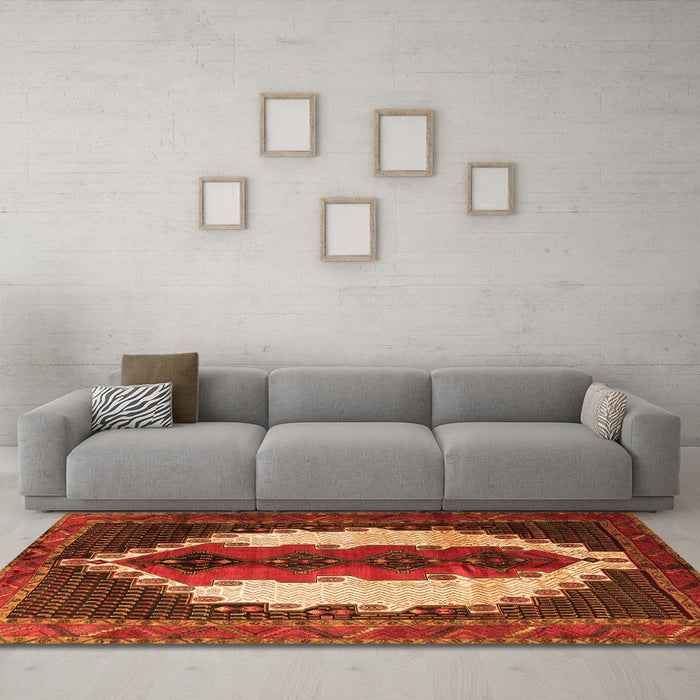Machine Washable Persian Orange Traditional Area Rugs in a Living Room, wshtr1347org