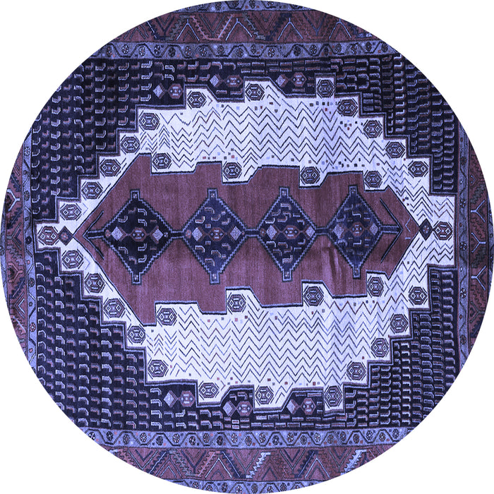 Round Machine Washable Persian Blue Traditional Rug, wshtr1347blu